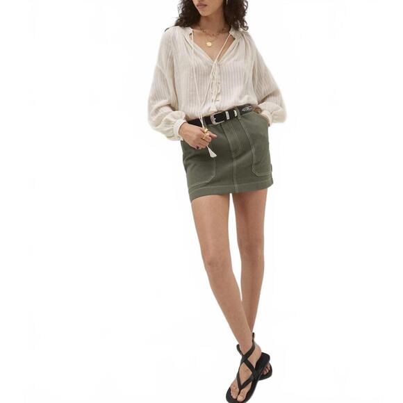 Mango Cargo Mini Skirt Khaki Green NWT Size Small - Picture 1 of 7